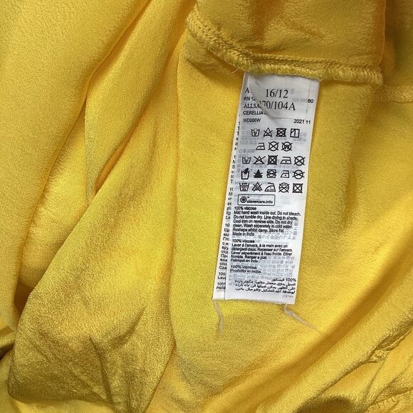 Allsaints Cerellia Yellow halter Neck SatinMidi Dress size 12 - Picture 13 of 14